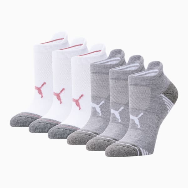Women's Low Cut Socks [6 Pack], WHITE / PINK, extralarge